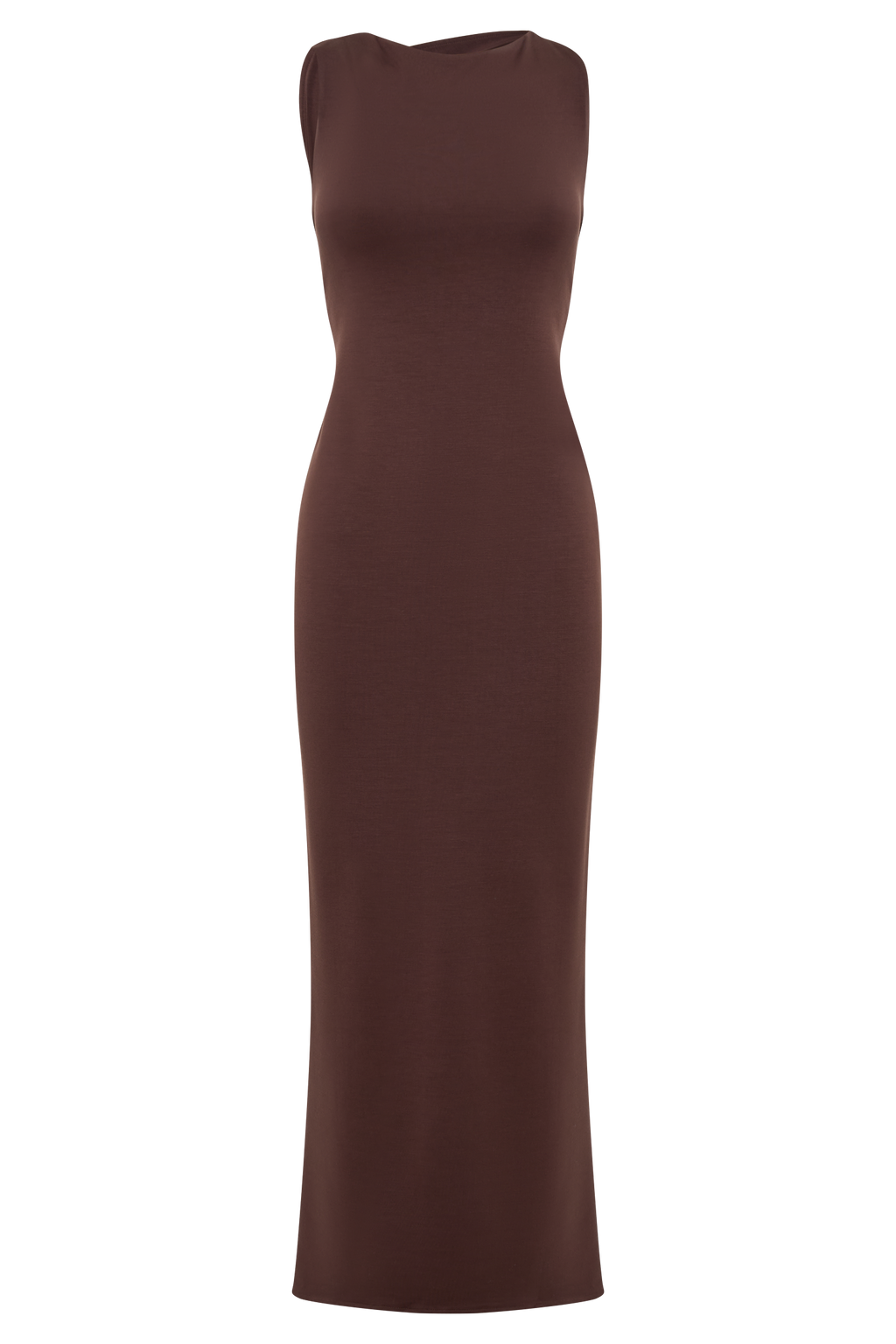 Catelyn Asimetrik Scuba Jersey Midi Elbise - Kakao Kahvesi