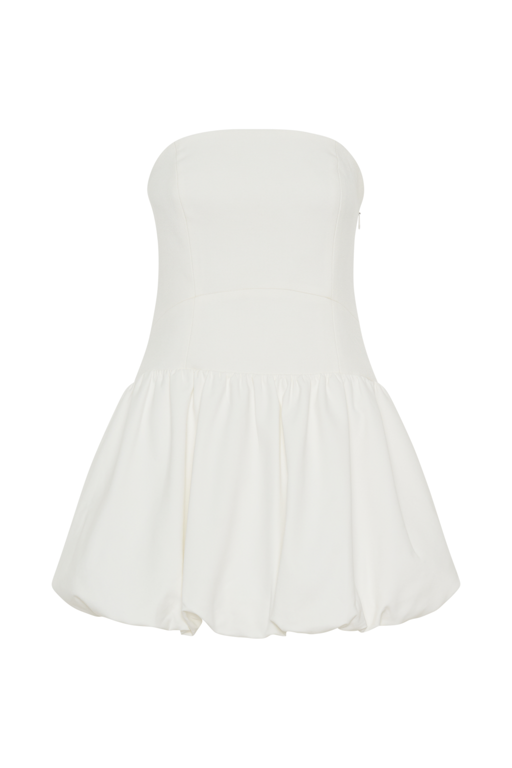 Clementina Straplez Baloncuklu Mini Elbise - Beyaz