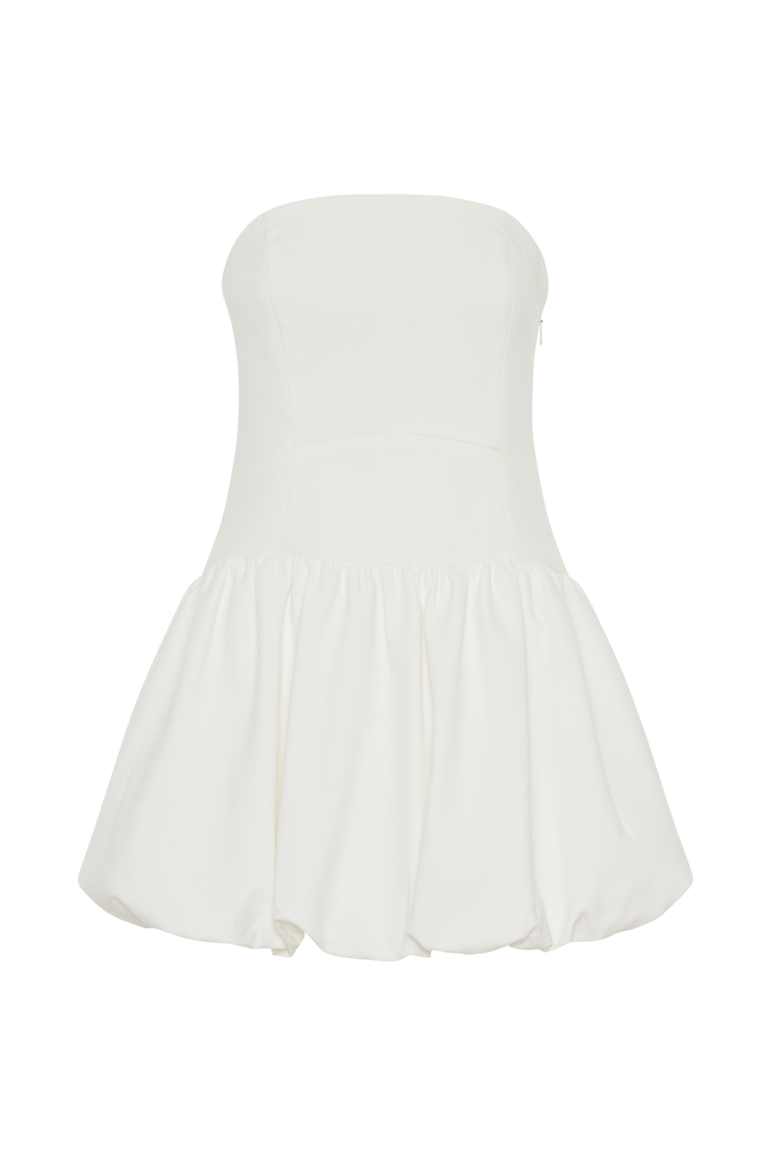 Clementina Straplez Baloncuklu Mini Elbise - Beyaz