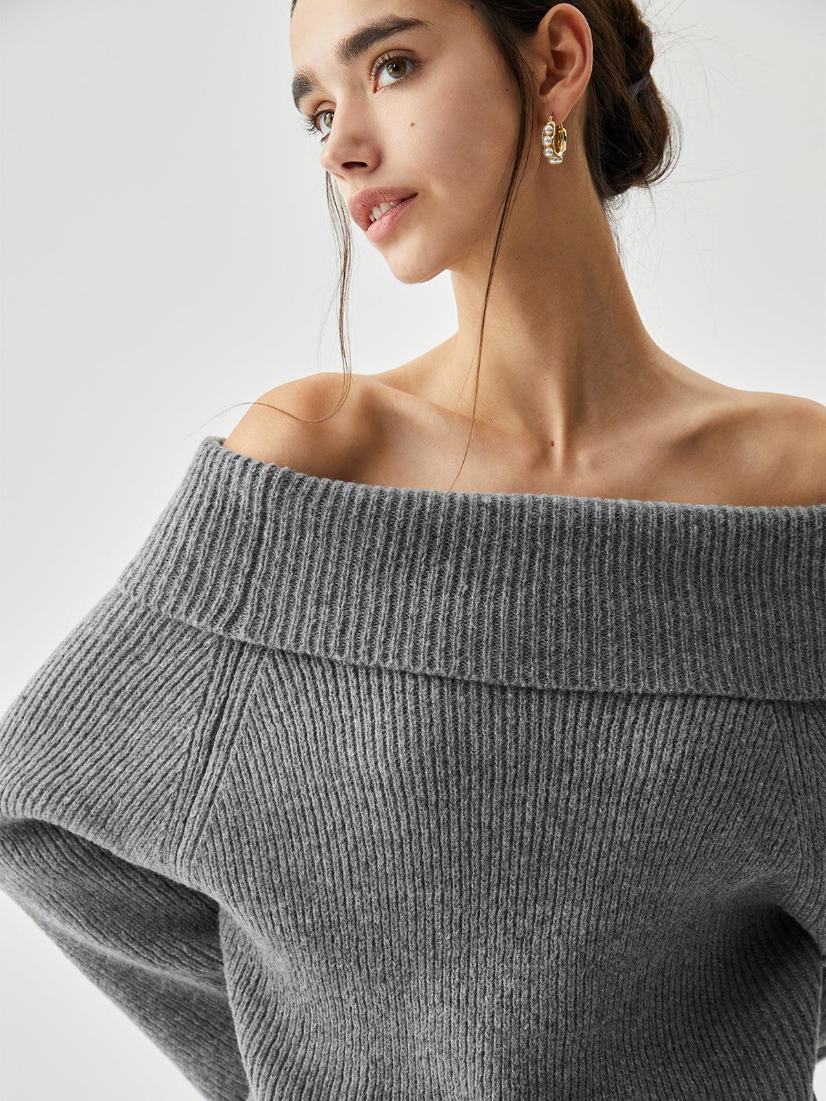 Oversize Overfold Kapalı Omuz Triko Kazak