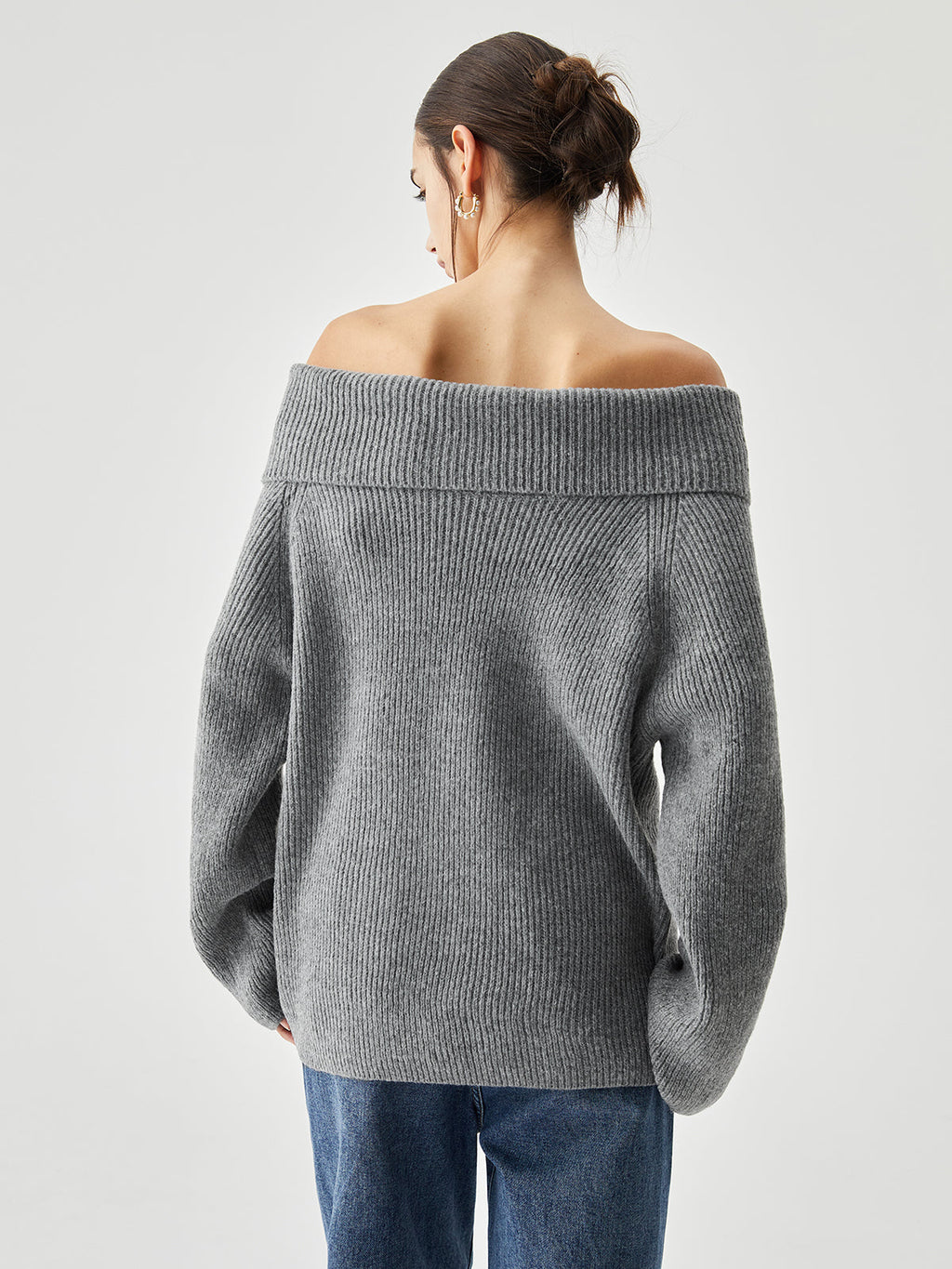 Oversize Overfold Kapalı Omuz Triko Kazak