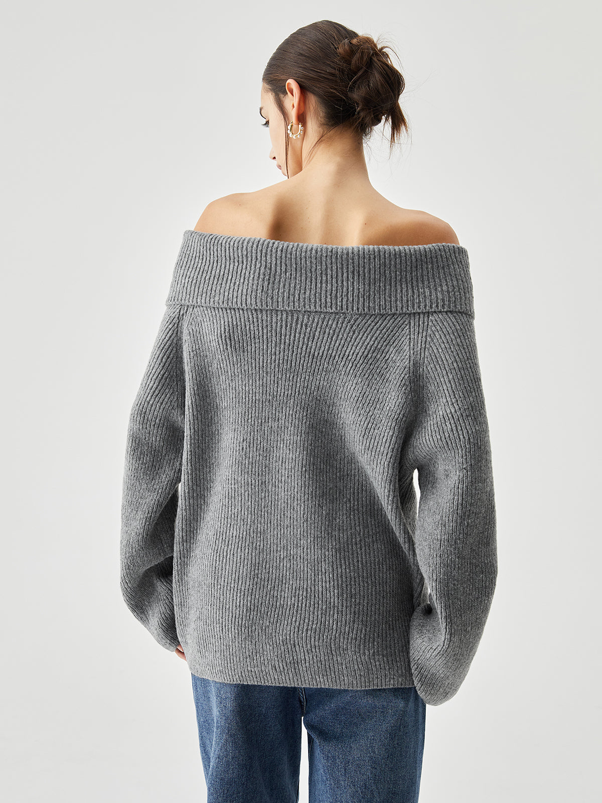 Oversize Overfold Kapalı Omuz Triko Kazak