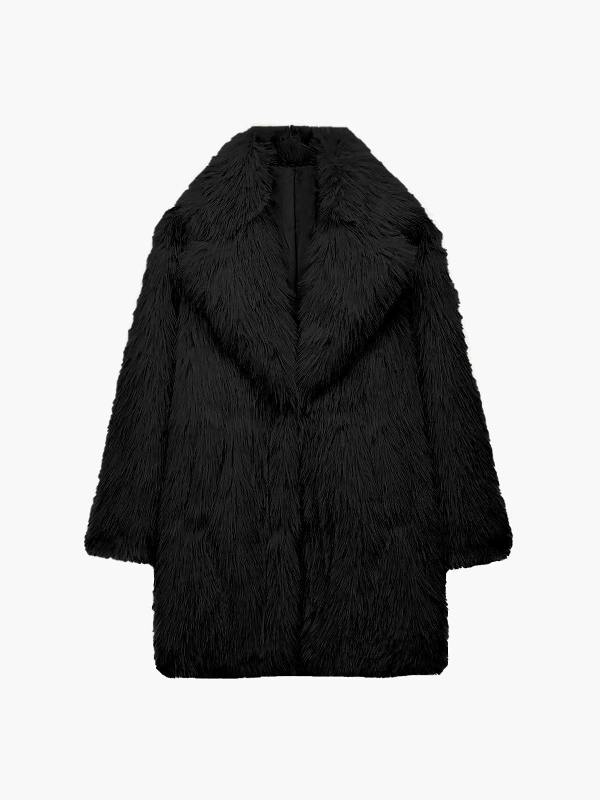 Oversize Yapay Kürk Palto Uzun Kol Bej