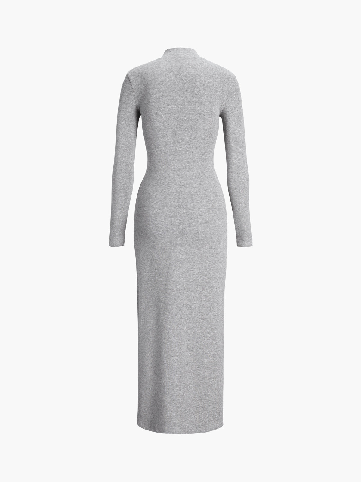 Yırtmaçlı Pileli Uzun Kollu Bodycon Balıkçı Yaka Uzun Elbise