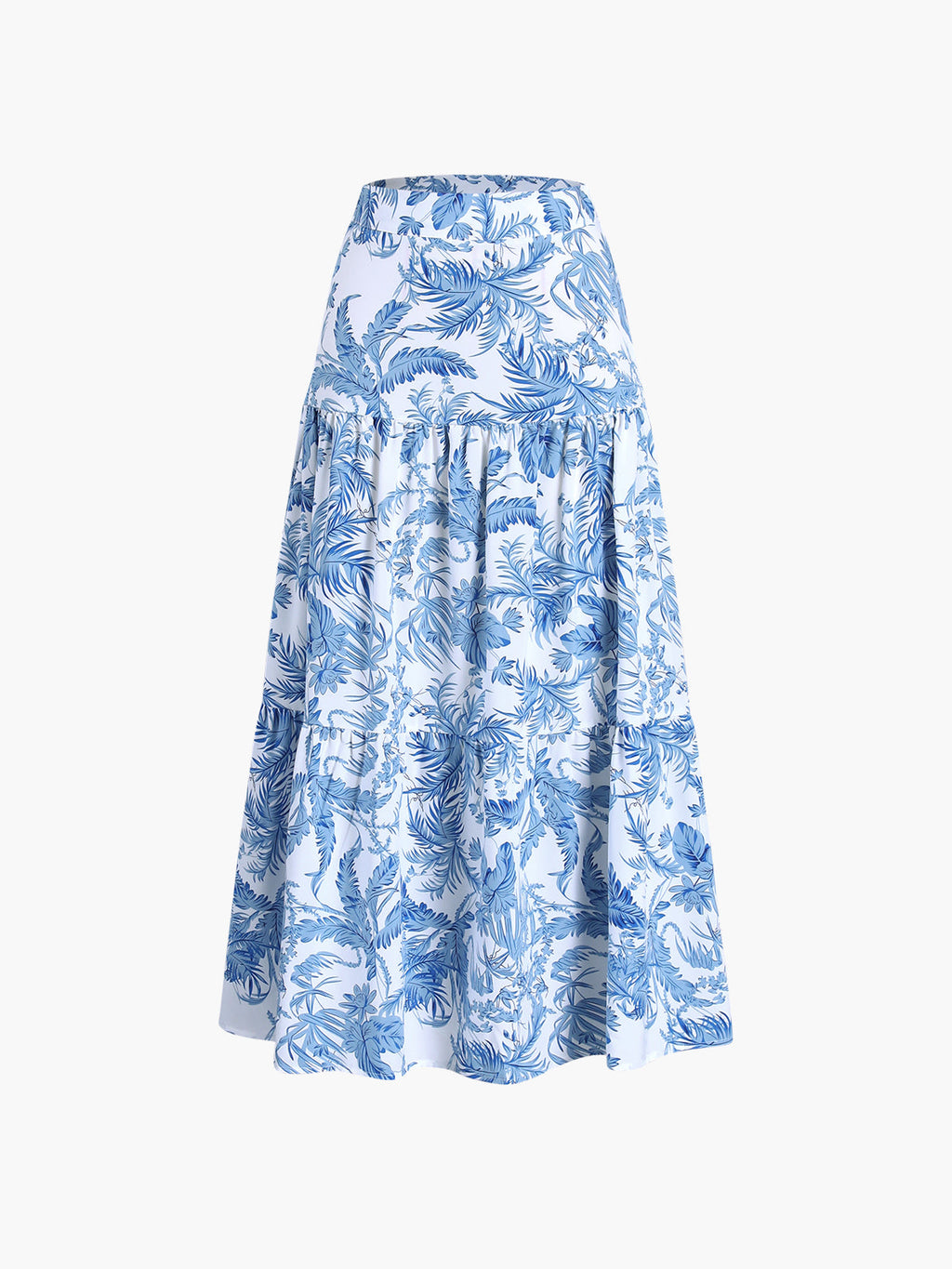Desenli Büstiyer Uzun Etek Takımı Mavi Arkası Açık