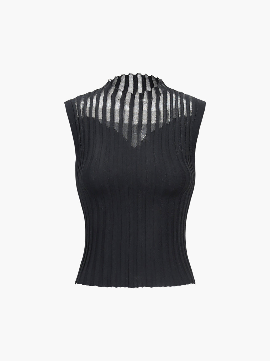 Pileli Triko Yelek Siyah Slim Fit