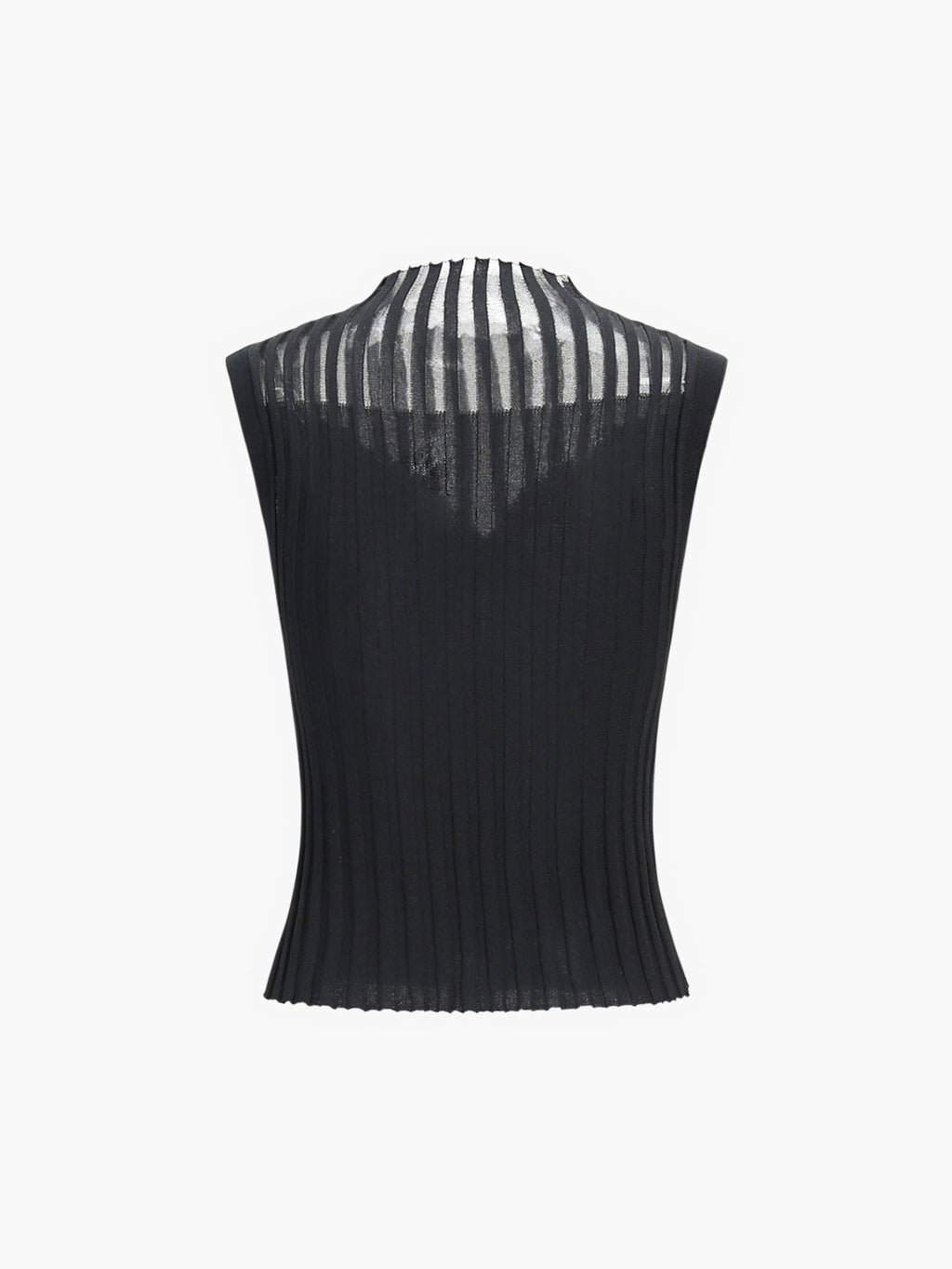 Pileli Triko Yelek Siyah Slim Fit