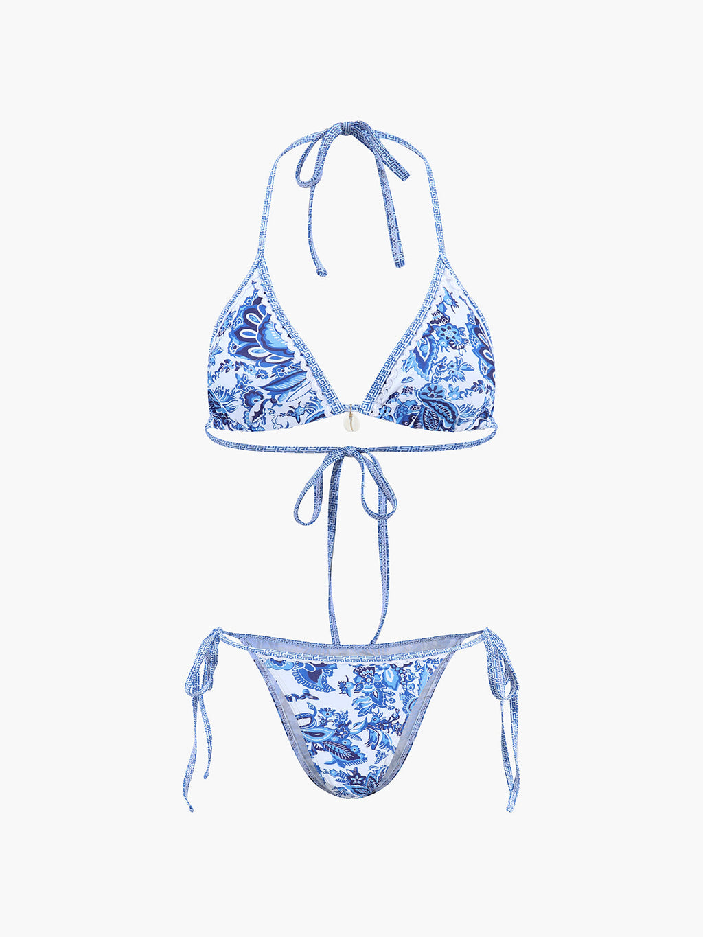 Baskılı Halter Düğümlü Bikini Takımı