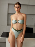 Straplez Kontrast Üçgen Bikini Takımı