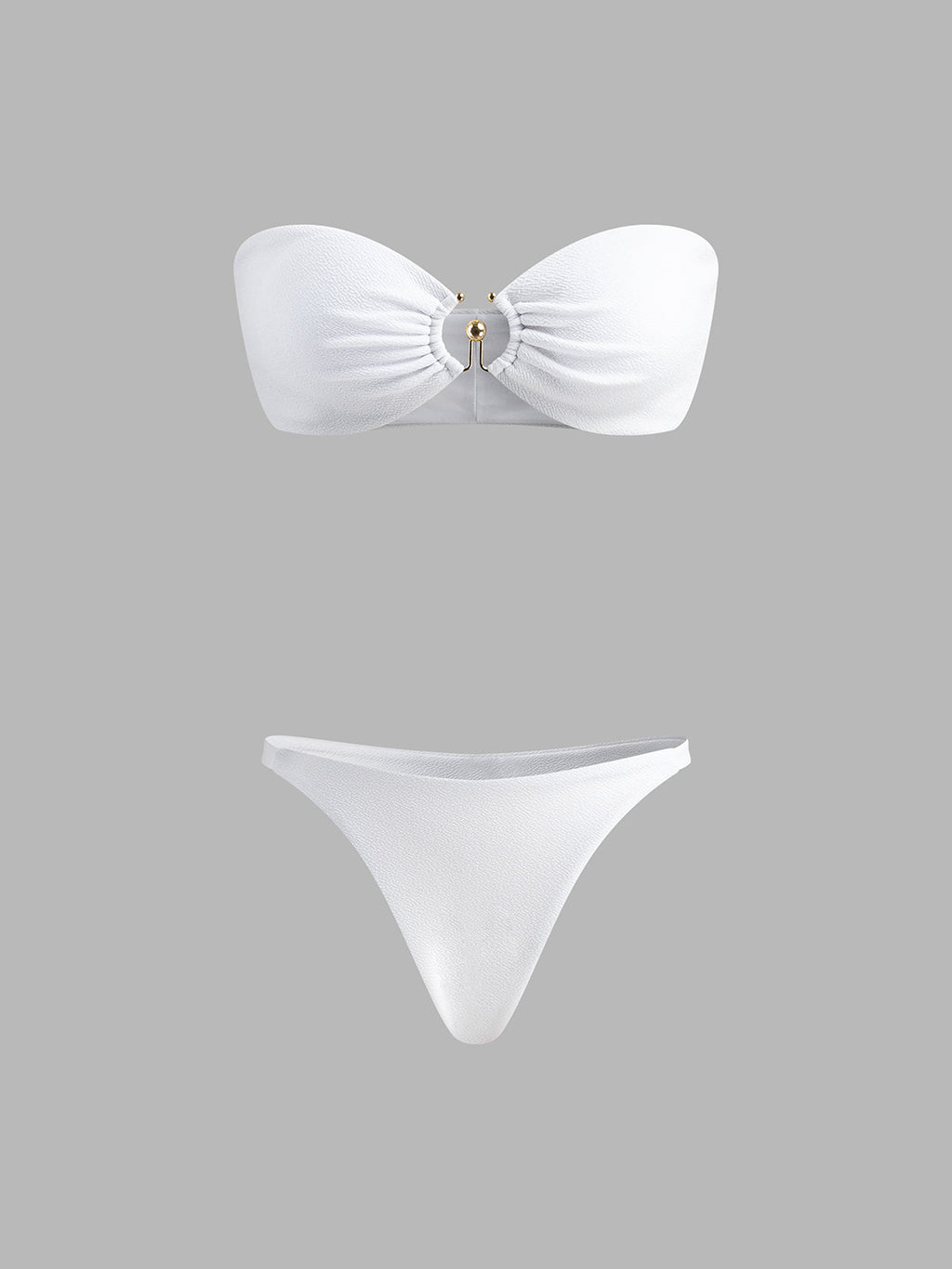 Halka Kesimli Bikini Takımı Beyaz Çıkarılabilir Pedli
