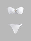Halka Kesimli Bikini Takımı Beyaz Çıkarılabilir Pedli