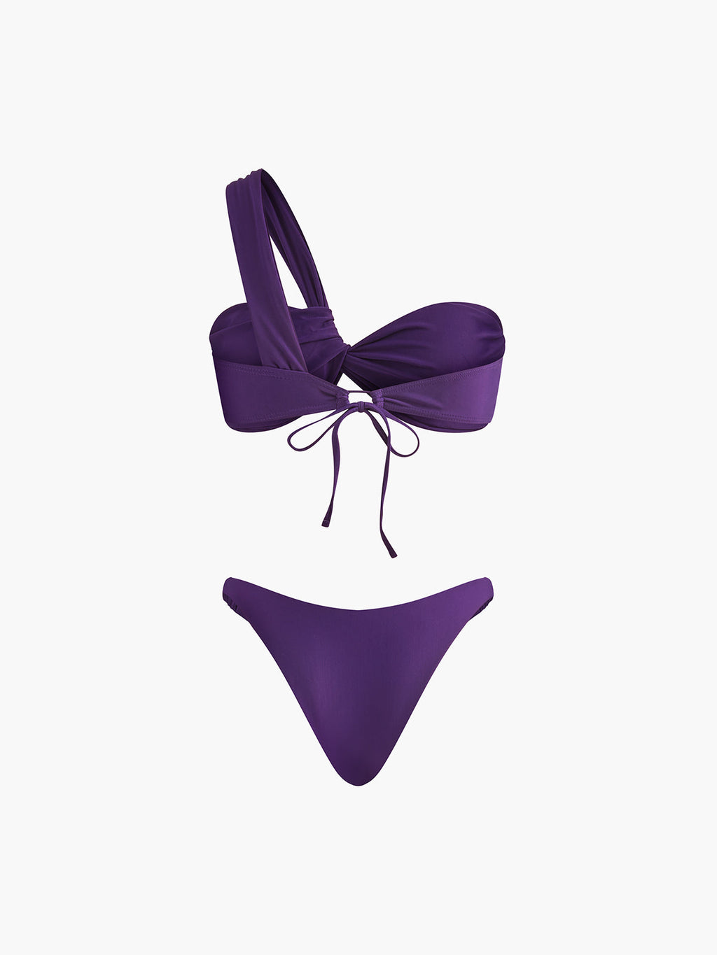 Asimetrik İpli Bikini Takımı Mor Çıkarılabilir Pedli