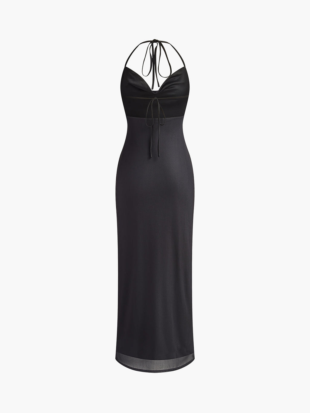 Halter İpli Sırtı Açık Çiçekli Maxi Elbise Siyah