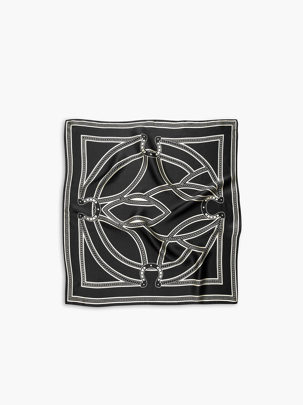 İpek Totem Eşarp Siyah Geometrik Desen 65x65cm