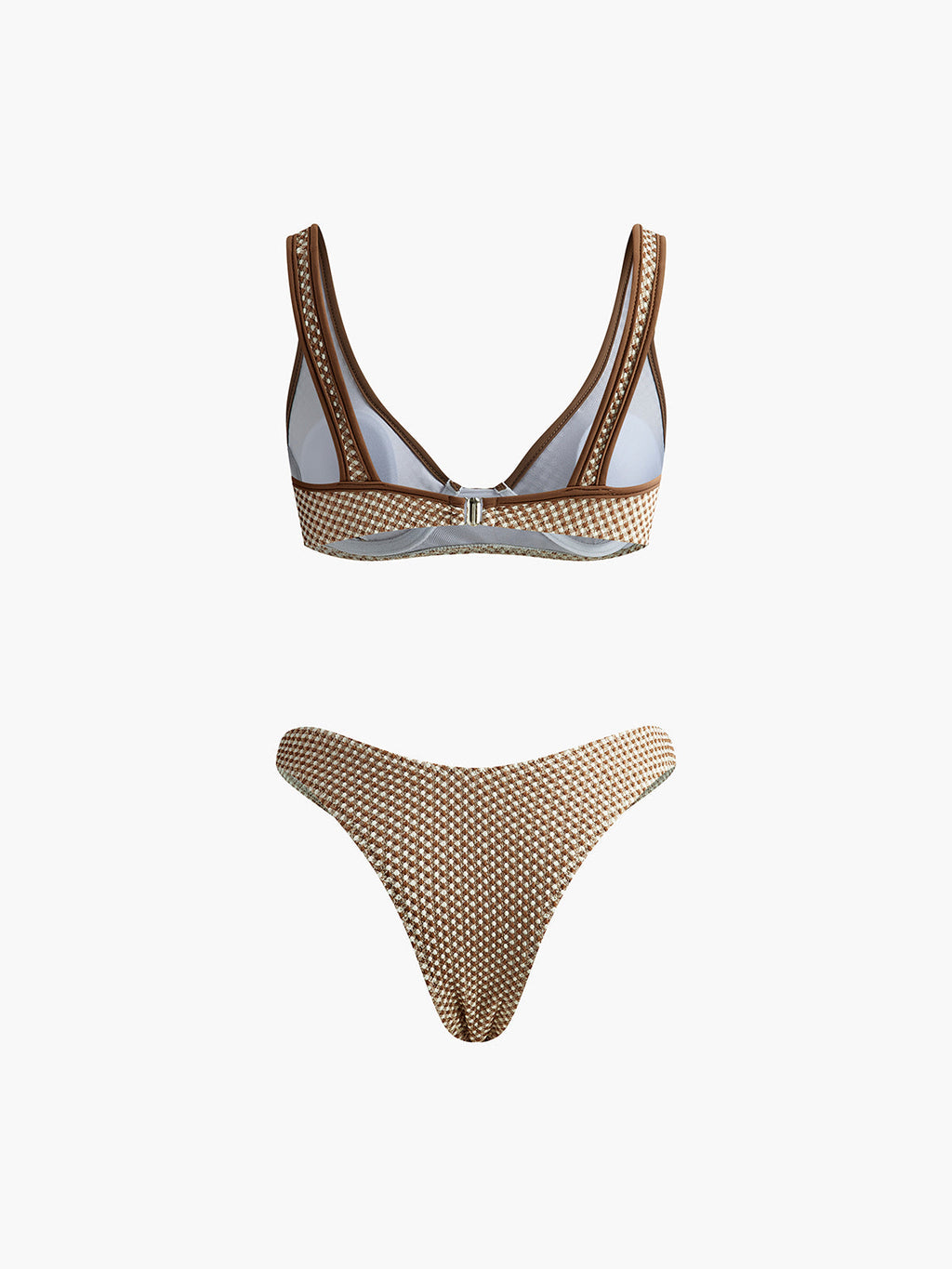 Kontrast Bağlamalı Ekose Bikini Takımı