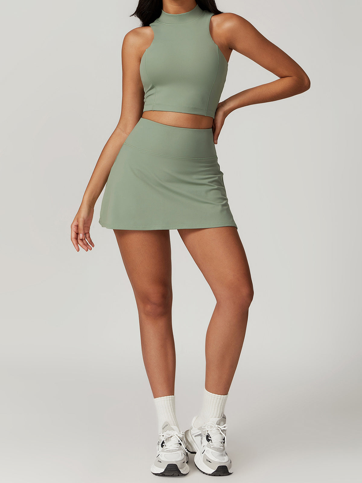 Slim Fit Aktif Mini Etek Yüksek Esneme Yeşil