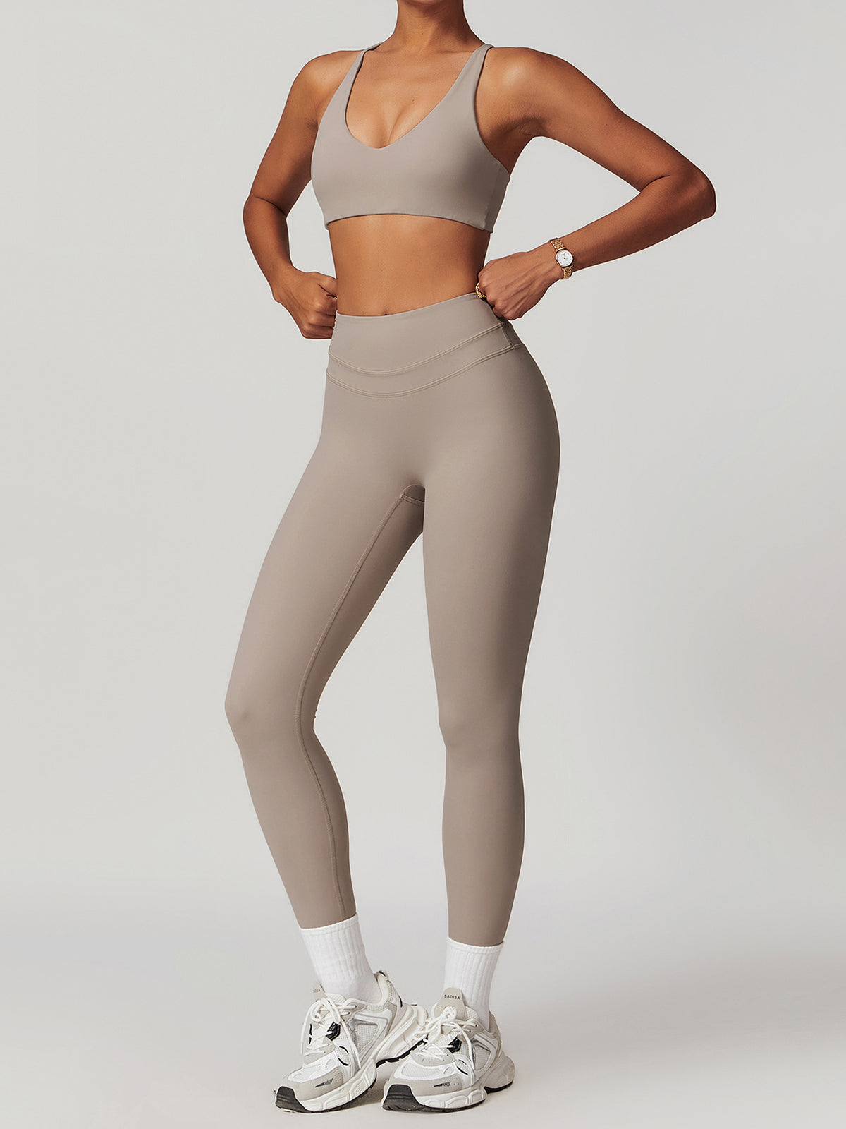 Yüksek Bel Spor Tayt Skinny Kesim Gri