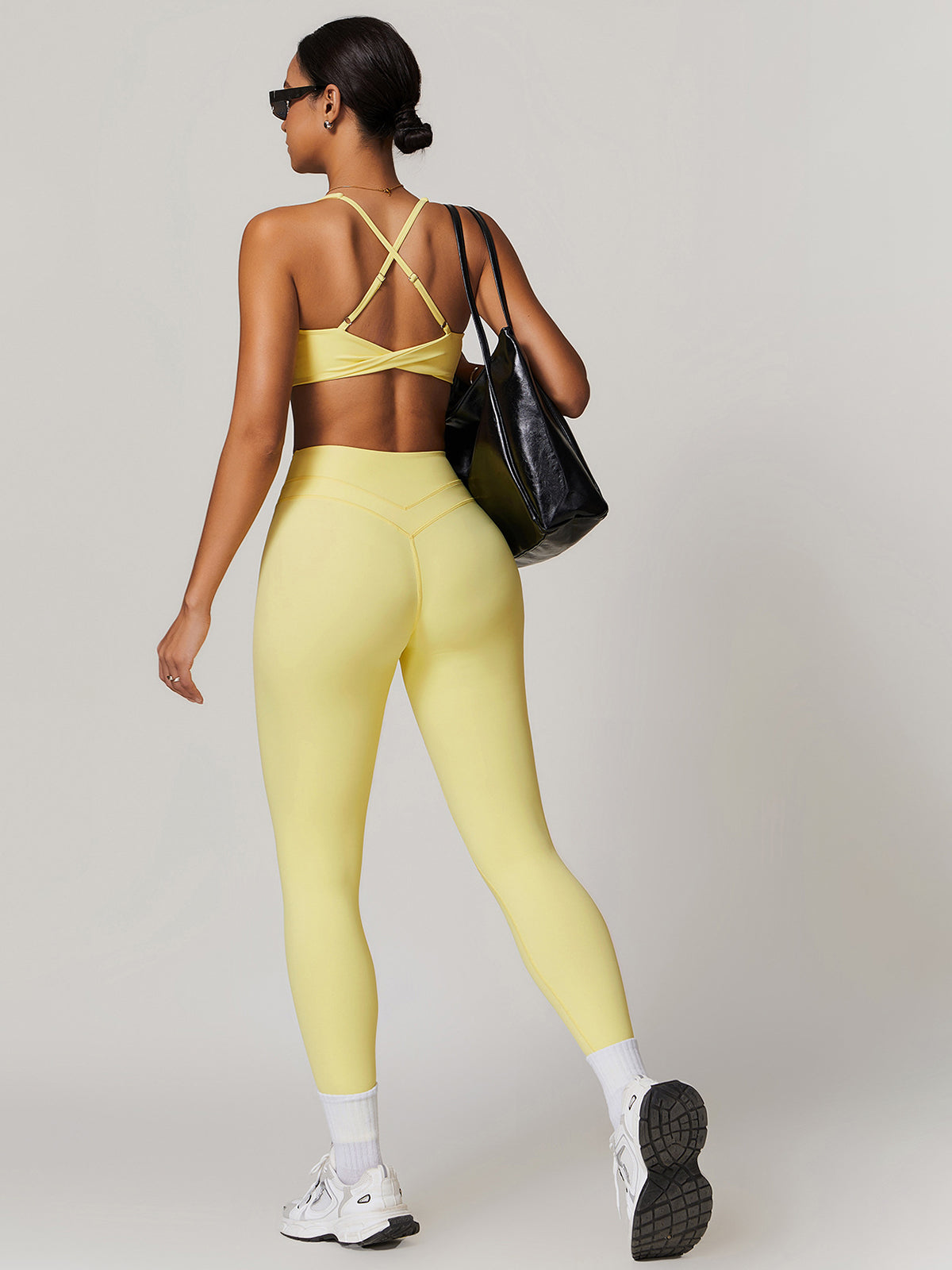 Yüksek Bel Spor Tayt Skinny Kesim Gri