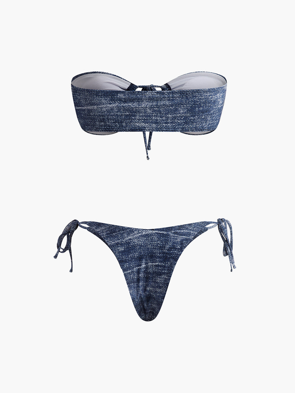 Vintage Straplez Bikini Takımı Lacivert Çıkarılabilir Pedli