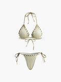 Grommet Bağcıklı Büzgülü Bikini Takımı
