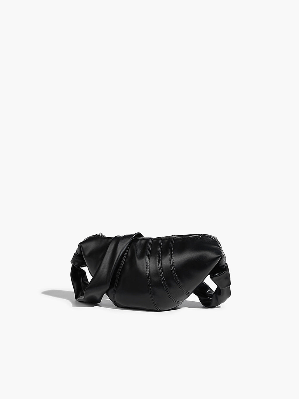 Dokulu Kruvasan Çapraz Çanta Siyah Minimalist