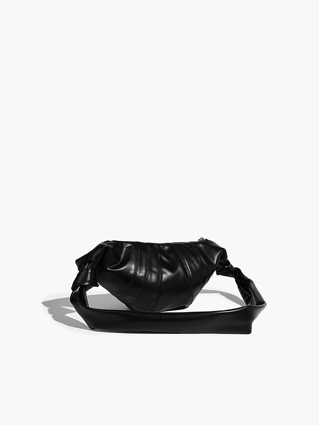 Dokulu Kruvasan Çapraz Çanta Siyah Minimalist