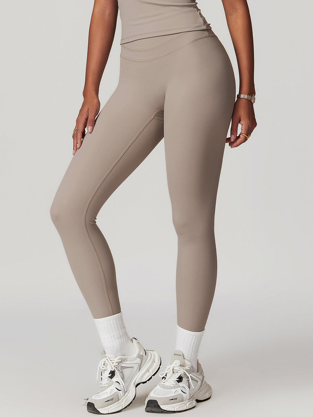 Yüksek Bel Spor Tayt Skinny Kesim Gri
