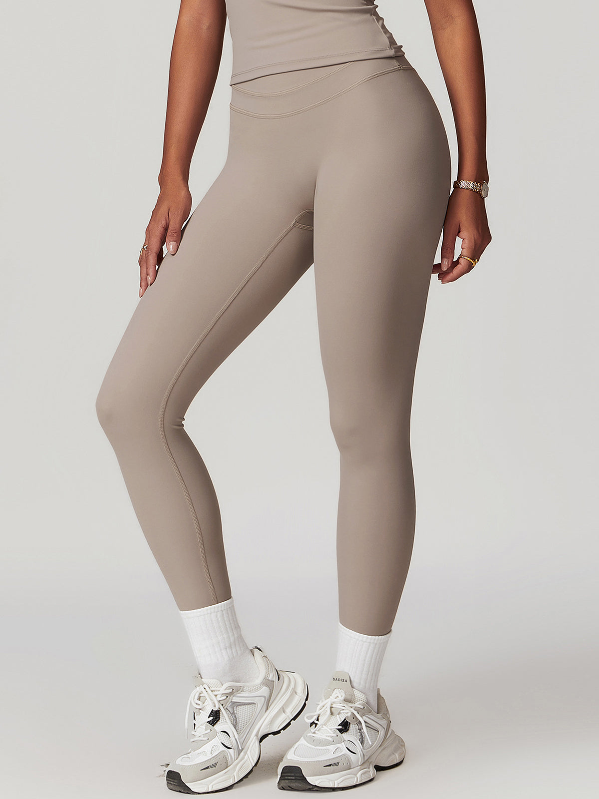 Yüksek Bel Spor Tayt Skinny Kesim Gri