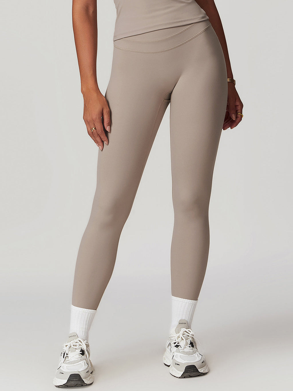 Yüksek Bel Spor Tayt Skinny Kesim Gri