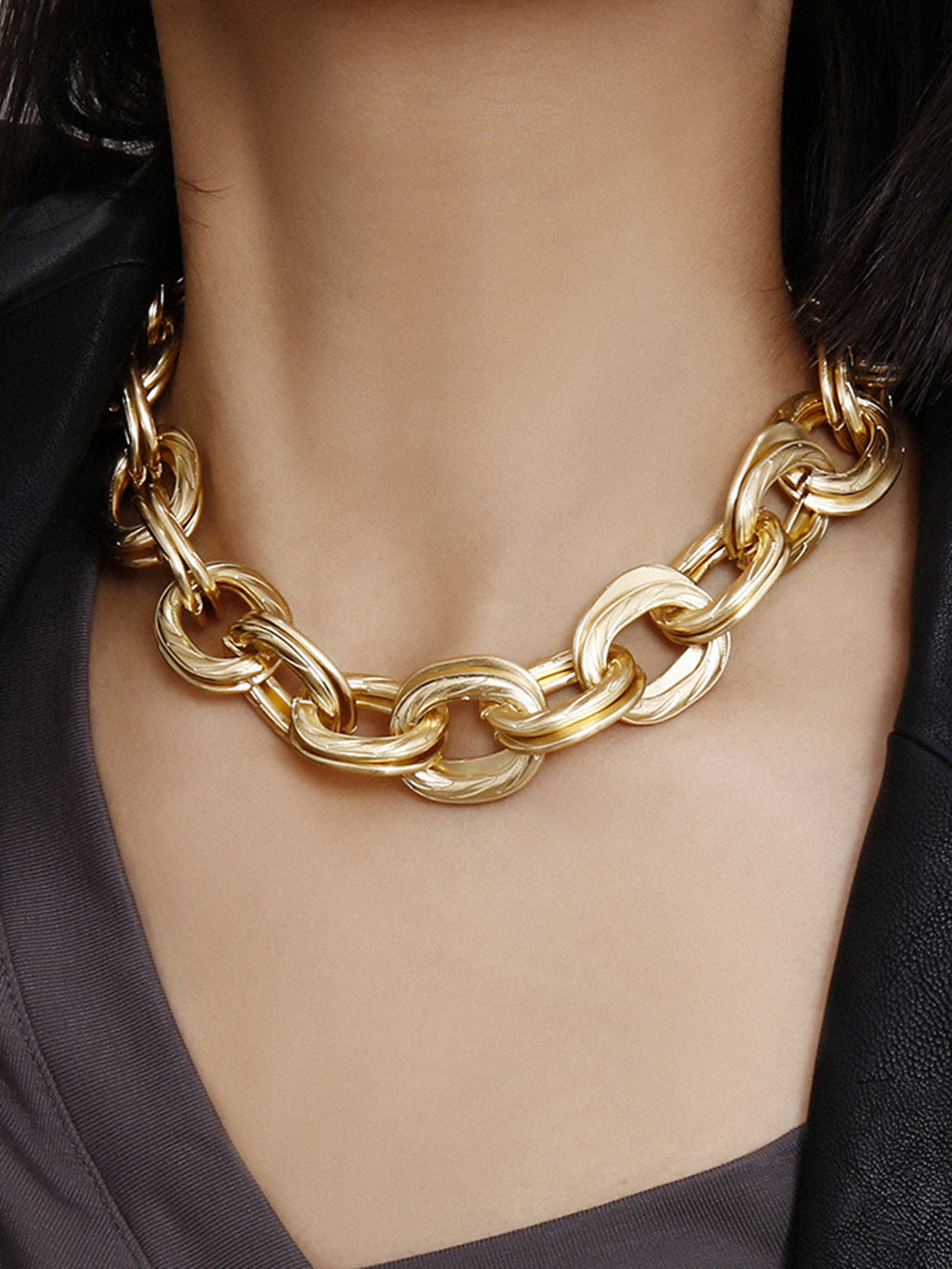 Kalın Altın Link Kolye Zincir Model