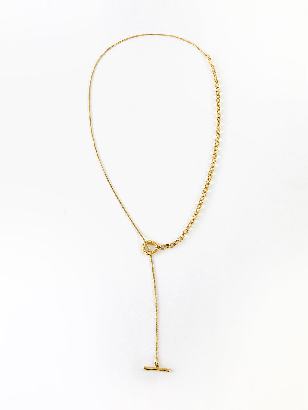 Altın Lariat Y-Kolye Titanyum Çelik 83cm