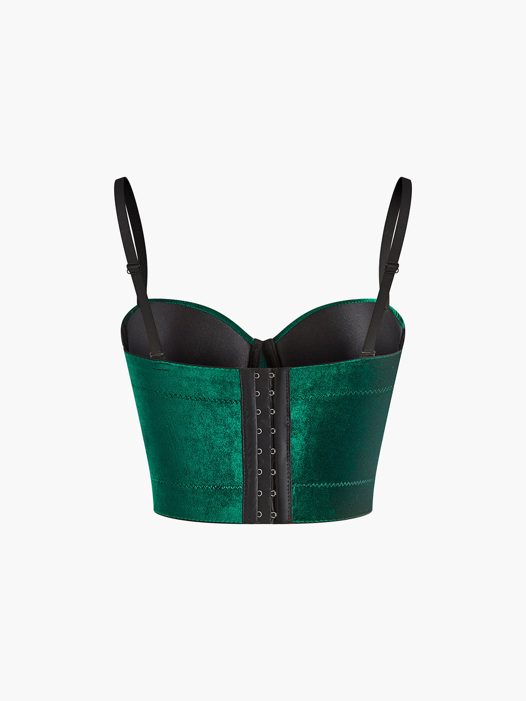 Saten Korse Kalp Yaka Askılı Üst Yeşil