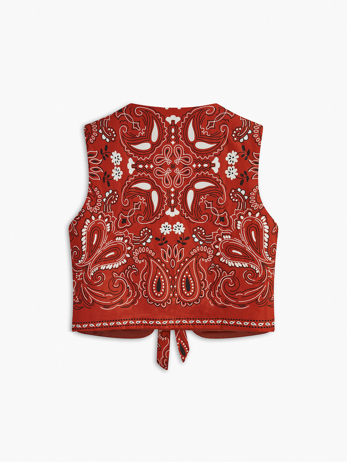 Paisley Baskılı Ön Bağcıklı Yelek