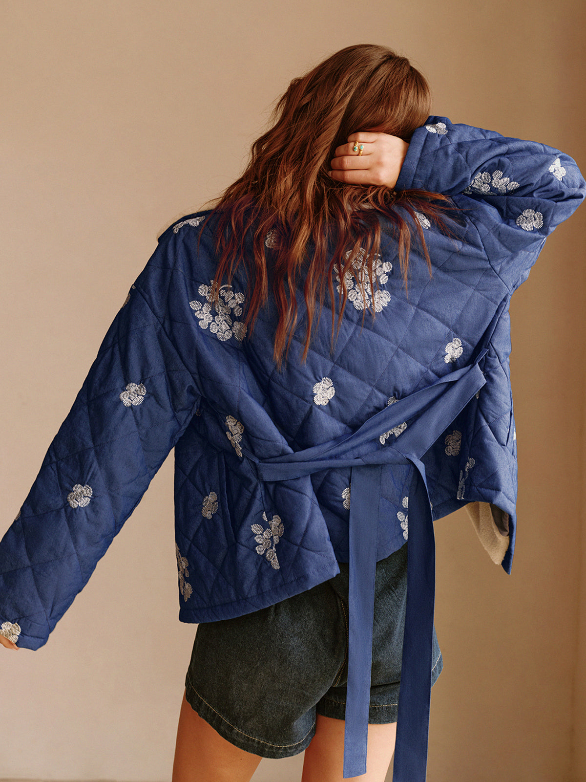Boheme Nakışlı Yaka Polar Ceket