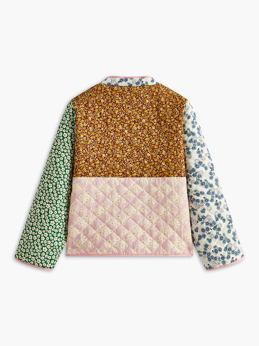 Açık Patchwork Ceket Uzun Kol Çok Renkli Dokuma
