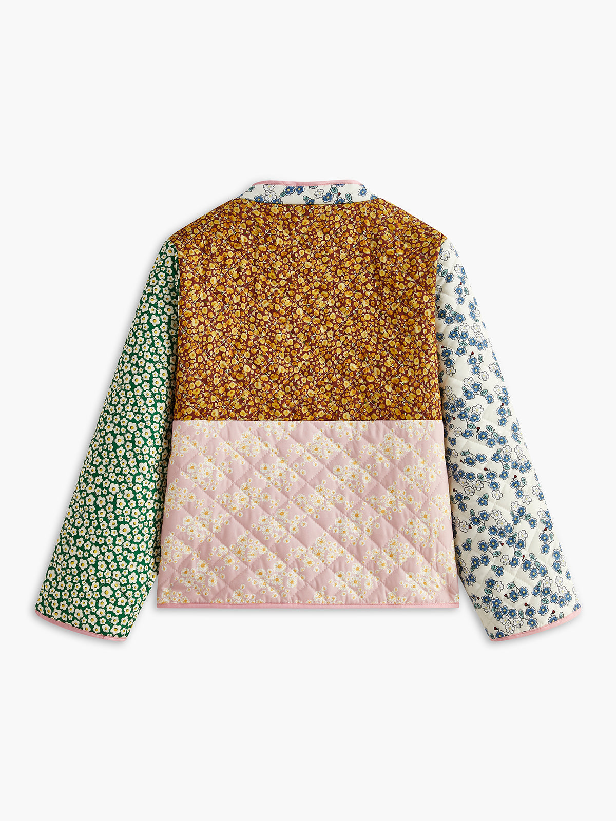 Açık Patchwork Ceket Uzun Kol Çok Renkli Dokuma