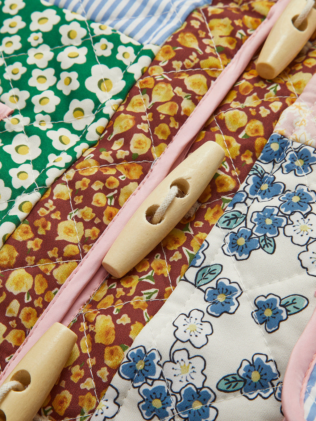 Açık Patchwork Ceket Uzun Kol Çok Renkli Dokuma
