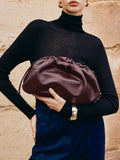 Büzgülü Yumuşak Clutch Çanta Bordo