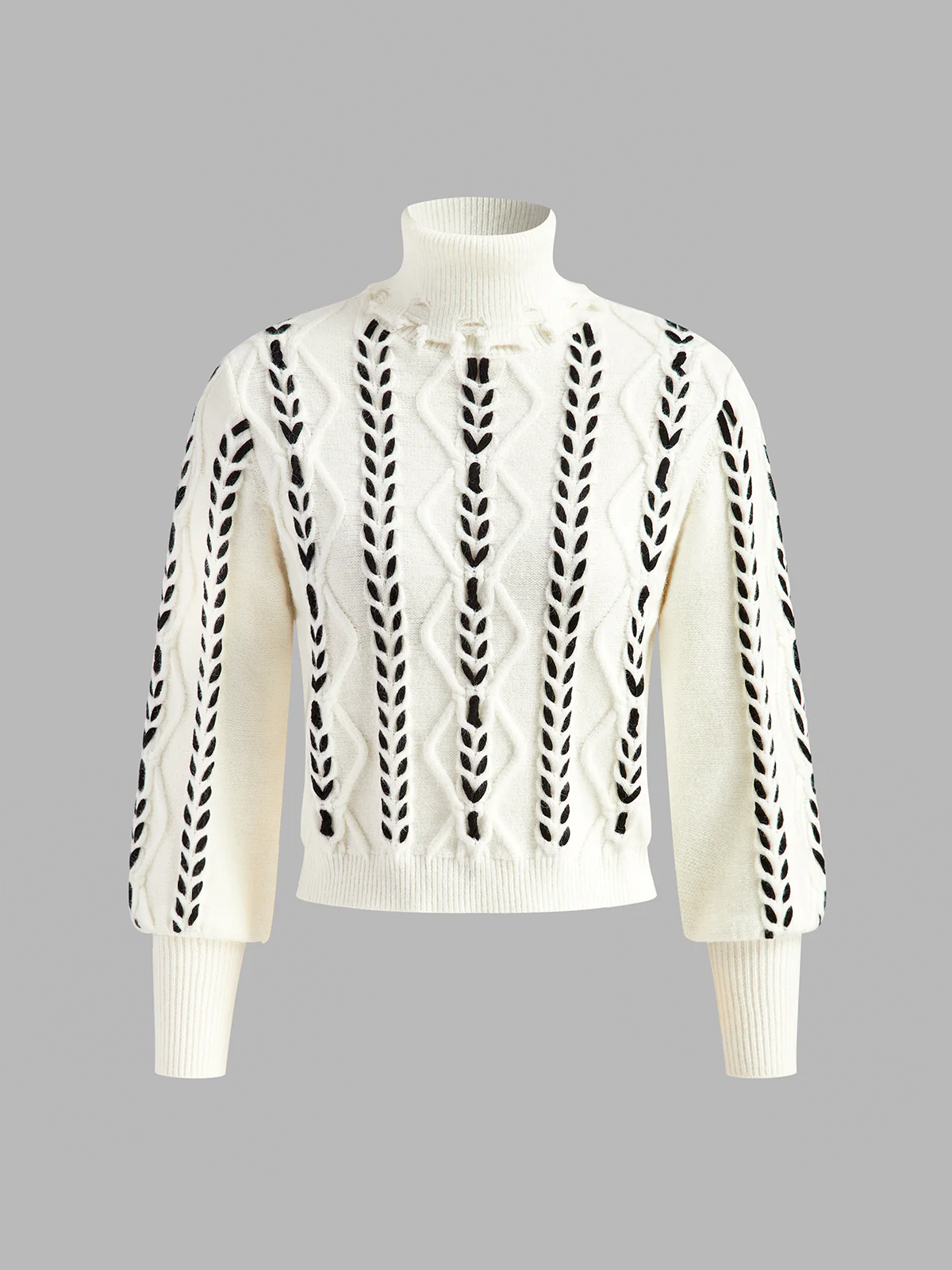 Turtleneck Raw Hem Twist Kazak