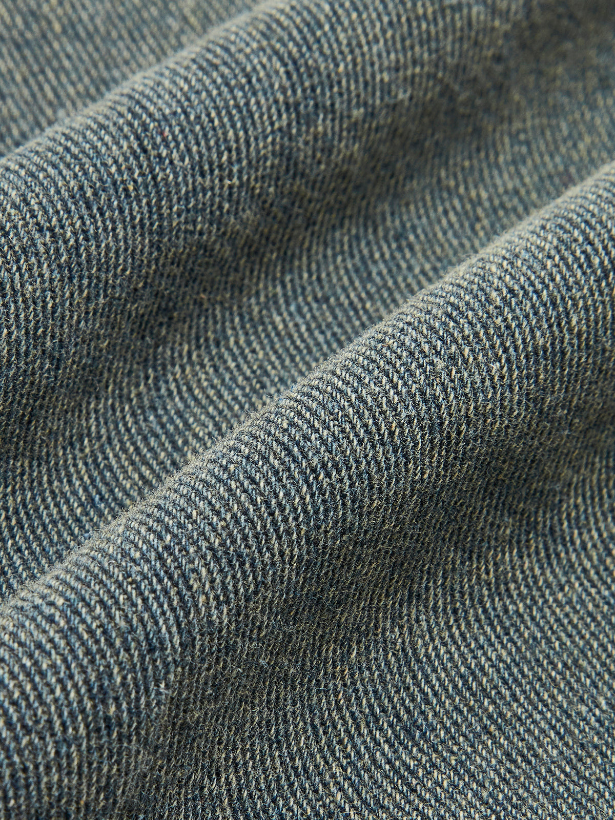 Vintage Kontrast Süslü Yaka Denim Ceket Koyu Kahverengi Uzun Kol