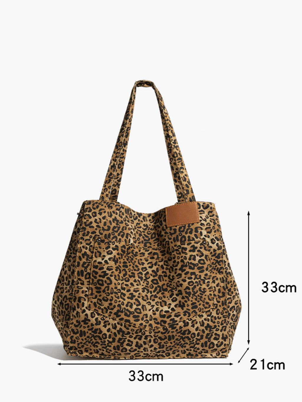 Leopar Desenli Büyük Kapasiteli Hobo Çanta Kahverengi