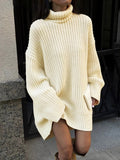 Minimalizm Turtleneck Kısa Kazak Elbise
