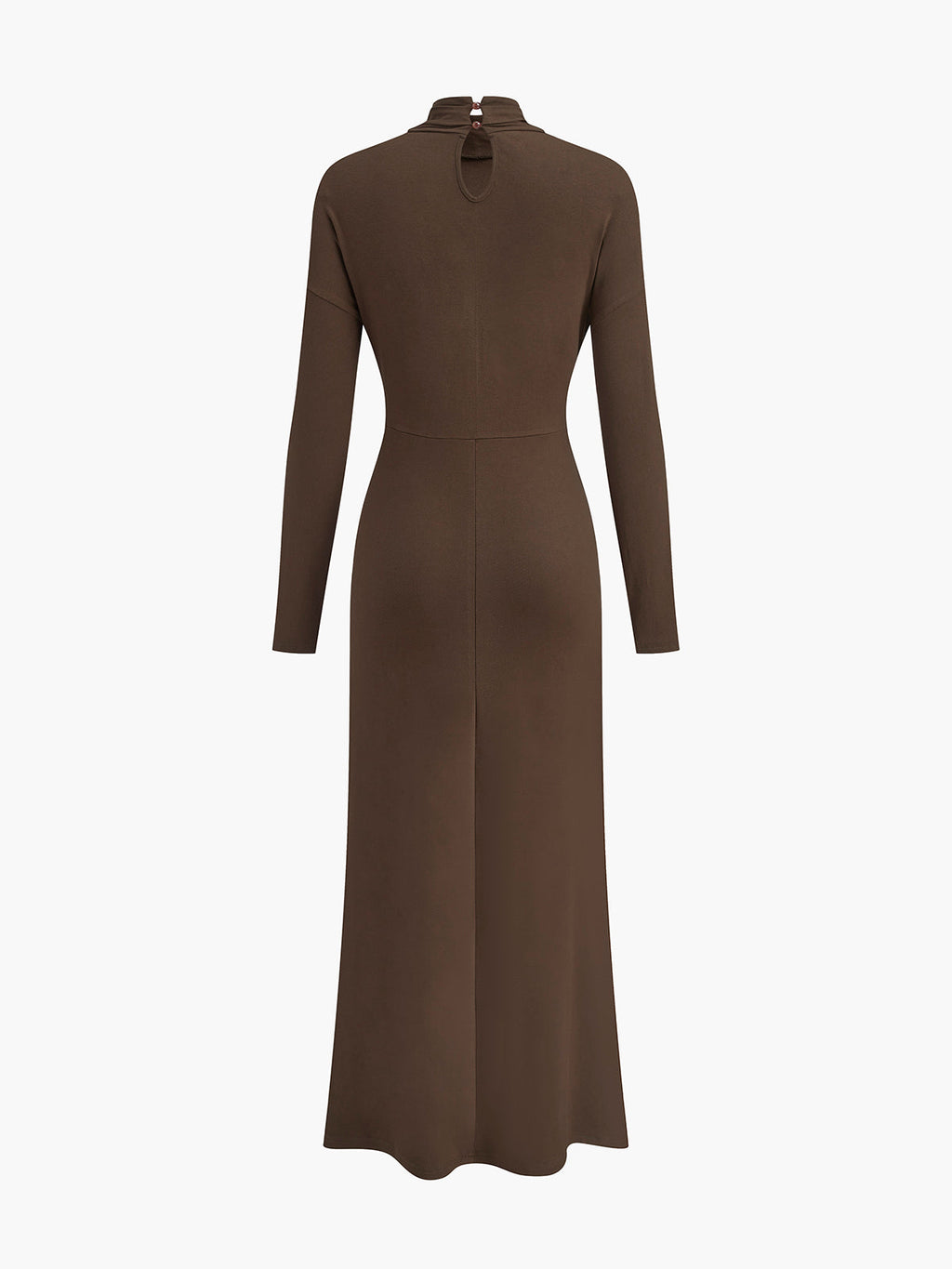 Turtleneck Düğümlü Pileli Uzun Elbise