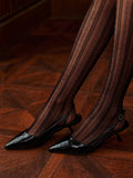 Slingback Topuklu Ayakkabı Sivri Burun 4cm Siyah