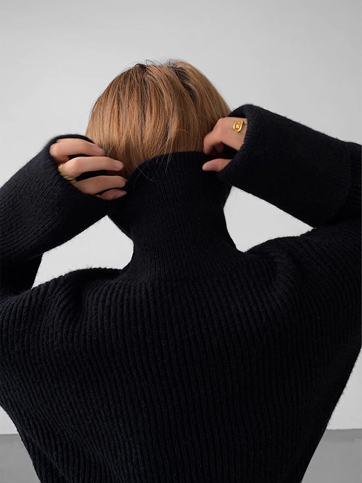 Turtleneck Yivli Sıcak Kazak
