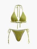 Bağcıklı Dokulu Üçgen Bikini