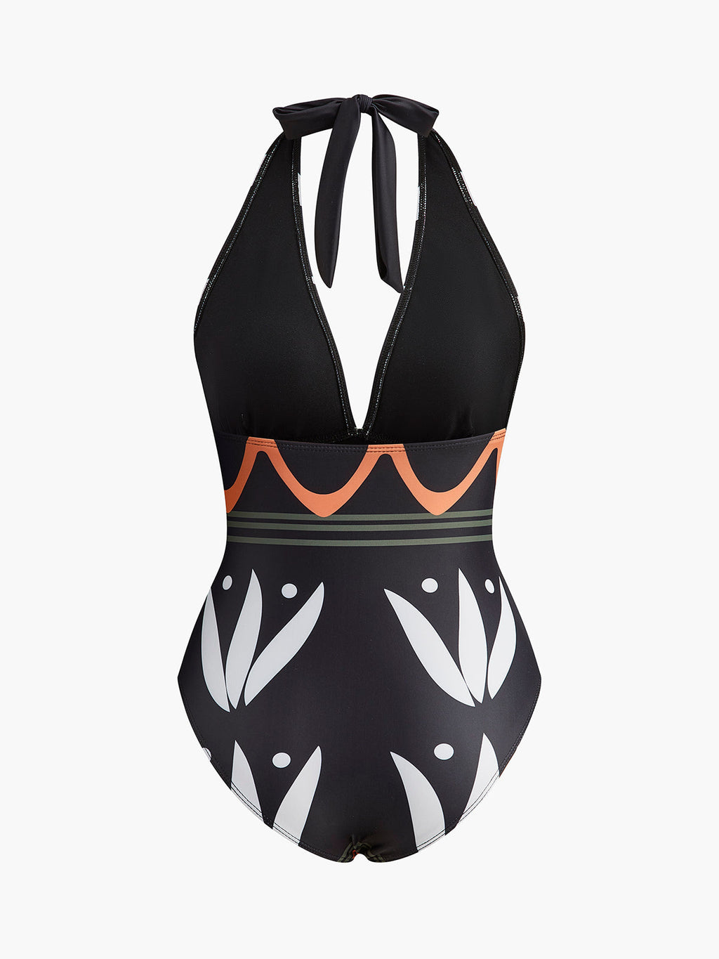 Halter Yaka Geometrik Desenli Mayo