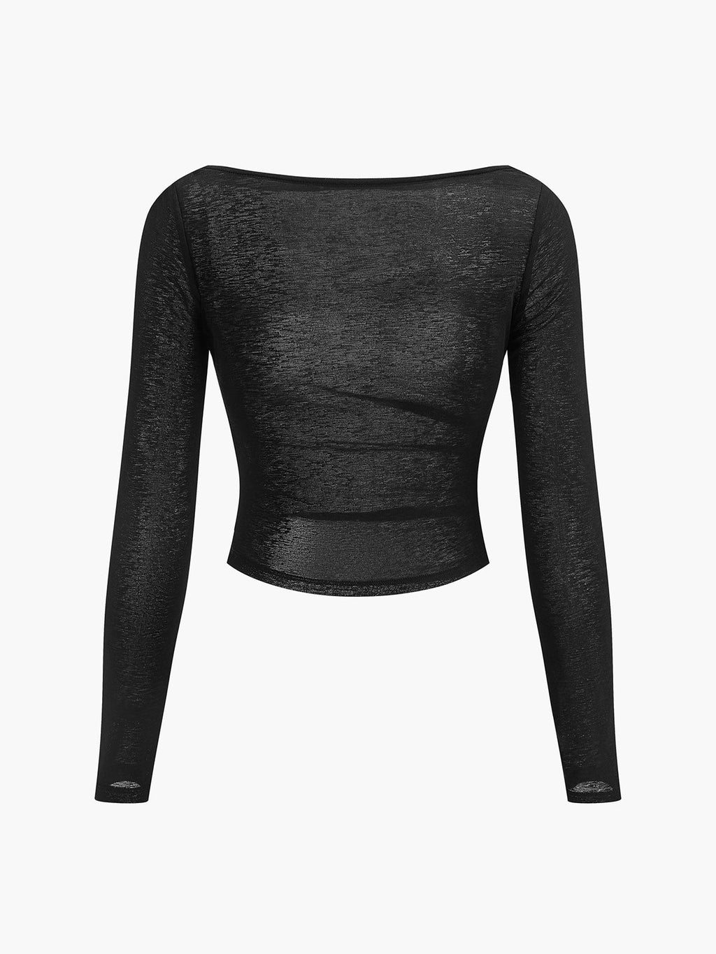 Düz Yaka Şeffaf Panel Jersey Üst