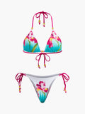 Çiçek Desenli Boncuklu Bikini Takımı