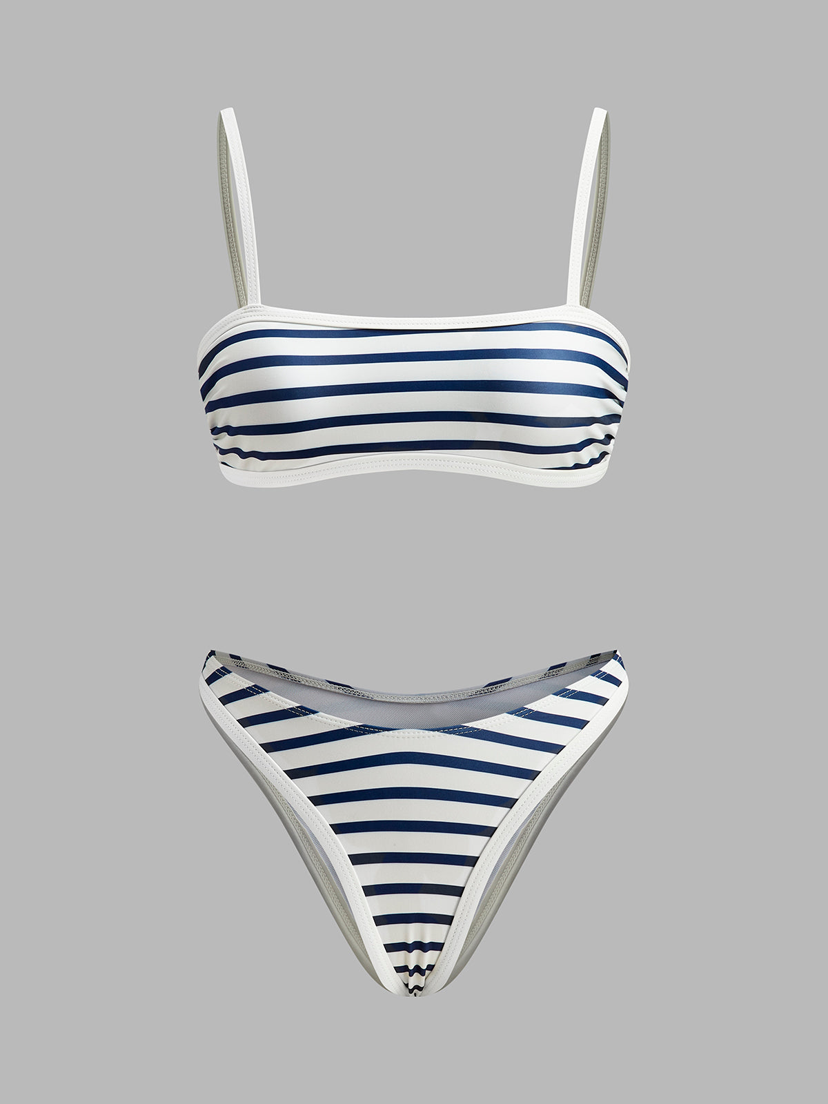 Denizci Çizgili Yüksek Bel Bikini